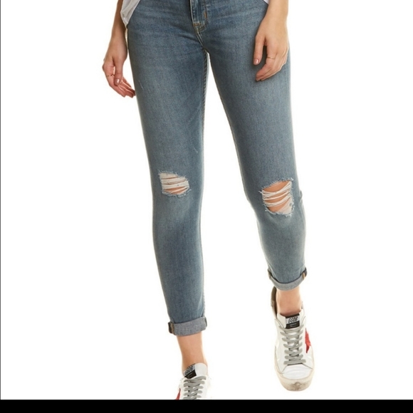 🥳2xHP🥳 Hudson Harkin Distress Women's Blue Jeans 27 Gold Zip - Picture 2 of 3